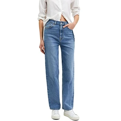 Image of SELECTED FEMME Women&#039;s Slfmarie Hw Straight Mid Blu Jean U Noos, Medium Blue (Medium Denim), 31W x 32L