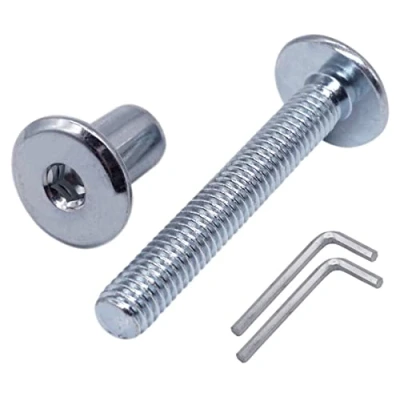 Image of (Pack of 20 pcs) Zinc Plated Steel Joint Connector Bolts M6 x 40 mm With Nuts, Furniture Bolt, Hex Allen Screws (20, (With Nuts)
