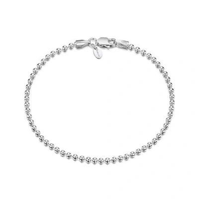 Image of Amberta 925 Sterling Silver 3.5 mm Ball Bead and Bar Chain Bracelet Length 7&quot; inch / 18 cm (7)