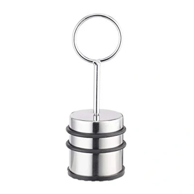 Image of Relaxdays Stop with Handle, Strong Doorstopper Floor, Rubber Protection, Doors &amp; Windows, Stainless Steel, 20.5 cm high, Silverv, Metal, x 7.5 7.5cm