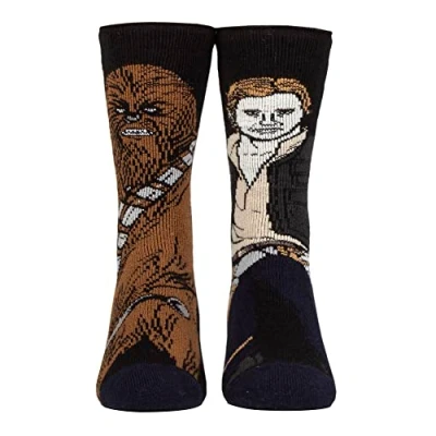 Image of HEAT HOLDERS Kids Star Wars Socks Lite Winter Novelty for Boys (12 3, Chewie &amp; Hans)