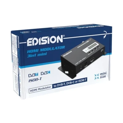 Image of EDISION HDMI Modulator 3in1 mini, to Terrestrial DVB T, ISDB T or Cable C, Full HD Distribution via Coaxial, Mini Size, LED Display, Quick Configuration, Plug &amp; Play