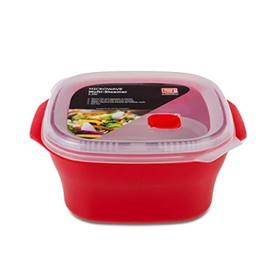 Image of Good 2 Heat Plus Microwave Steamer with Removable Tray, 2.6L, Red, BPA Free and Dishwasher Safe