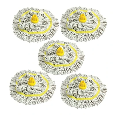 Image of Colour Coded Mop Head Hygienic Cleaning Looped Pure Yarn Cotton Socket 350mm YELLOW x 5