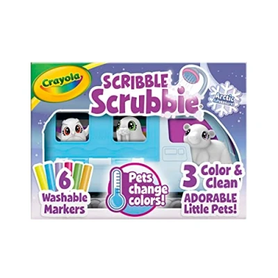 Image of Crayola Scribble Scrubbie Pets Arctic Snow Explorer, Color &amp; Wash Creative Toy, Gift for Kids, Age 3, 4, 5, 6
