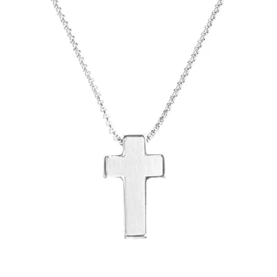 Image of s.Oliver chain with pendant stainless steel boys children necklace, 40+3 cm, silver, cross, Comes in jewelry gift box, 2035539