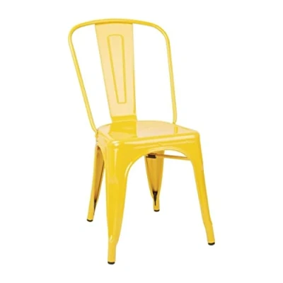 Image of Bolero Bistro Steel Side Chairs Set (Pack of 4), Yellow, Industrial Style Dining Chairs, Galvanised Steel, Max Load 160 kg, Stackable, Commercial Grade, DK292
