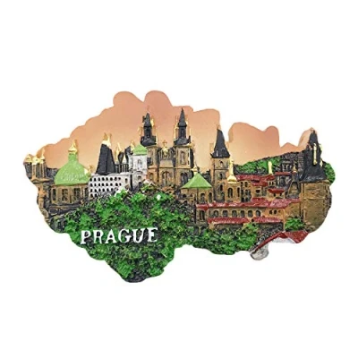 Image of 3D Map Prague Czech Refrigerator Magnet Tourist Travel Souvenirs Handmade Resin Craft Magnetic Stickers Home Kitchen Decoration Fridge Collection Gift
