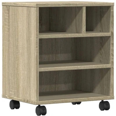 Image of vidaXL Printer Stand with Wheels Sonoma Oak 41x32x48 cm