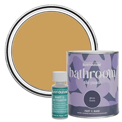 Image of Rust Oleum Yellow Water Resistant Bathroom Tile Paint in Gloss Finish Dijon 750ml
