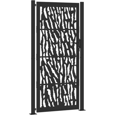 Image of vidaXL Garden Gate Black 105x205 cm Steel Trace Design