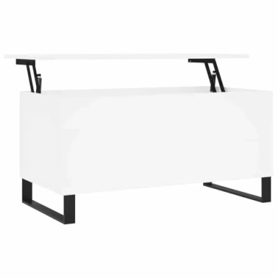 Image of vidaXL White Coffee Table Modern Side with Lift Top Design, Sturdy Metal Legs, Hidden Storage, Engineered Wood Construction for Living Room
