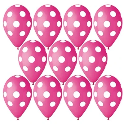 Image of Toyland® Pack of 10 13 Inch Pink Latex Balloons with White Polka Dots Party Decorations Made in Italy