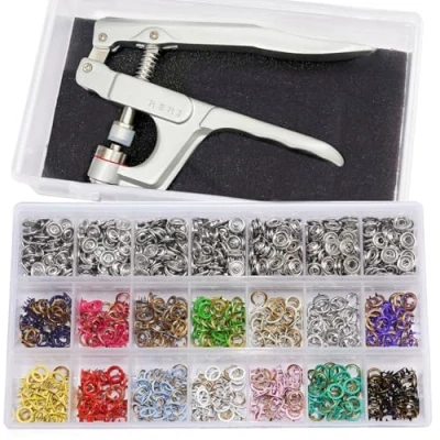 Image of Metal Snap Buttons Set with Pliers, Jersey Sewing Accessories for Tools Jessey Snaps DIY Fabric Clothes Bags