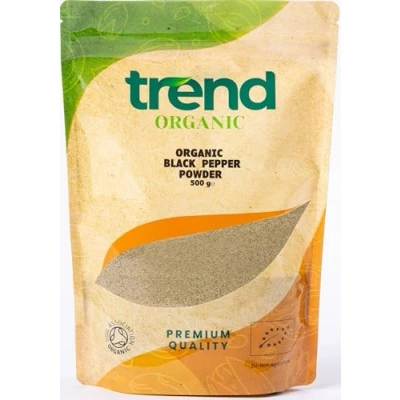 Image of Trend Organic Black Pepper Powder, Versatile Kitchen Essential, Ideal Spice for Seasoning and Cooking with Earthy Flavour, Certified Organic, Vegan, Non GMO, No Additives Preservatives, Raw, 500g
