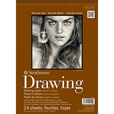 Image of Pro Art Strathmore Medium Drawing Spiral Paper Pad 8 x 10 inch, 24 Sheets, 20.3 25.4 cm, 8&quot;x10&quot;