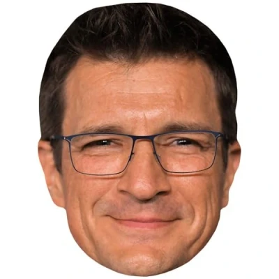Image of Nathan Fillion (Glasses) Celebrity Mask, Flat Card Face, Fancy Dress Mask