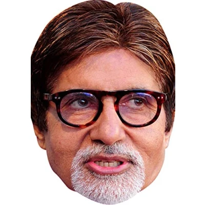 Image of FoxyPrinting Amitabh Bachchan Bollywood Celebrity Cardboard Party Face Mask Fancy Dress