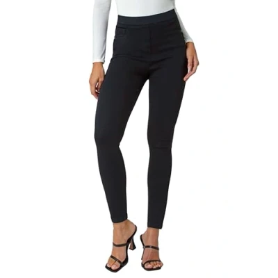 Image of Roman Originals Jeggings for Women UK Jean Ladies Stretchy Trousers Denim Leggings High Waist Rise Pull On Skinny Straight Leg Cotton Pants Smart Casual Premium Jet Black Size 12