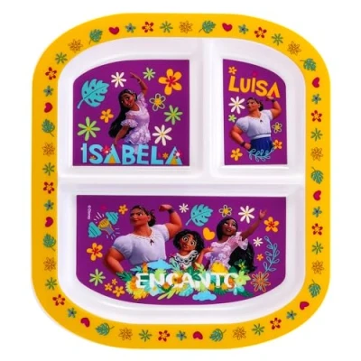Image of Zawadi Global Encanto 3 Section Reusable Childrens Kids Toddlers Divided Breakfast Lunch Dinner Plate