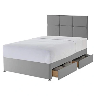 Image of Silentnight 4 Drawer Storage Divan Castello Headboard Slate Grey Double