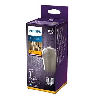 Image of PHILIPS LED Premium Classic ST64 Smoky Light Bulb [E27 Edison Screw] 2.3W 11W, Flame Warm White (1800K), Non Dimmable.