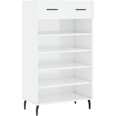 Image of vidaXL Shoe Cabinet High Gloss White 60x35x105 cm Engineered Wood