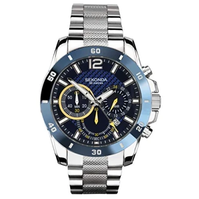 Image of SEKONDA Mens Chronograph Quartz Watch with Stainless Steel Strap 1443.27