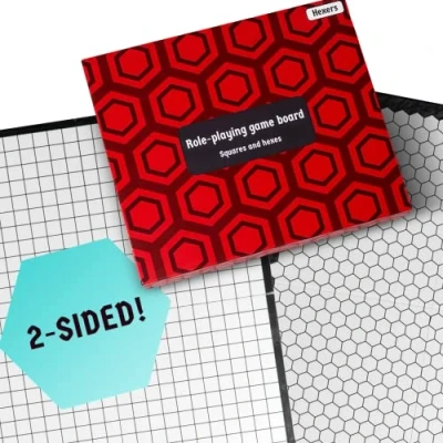 Image of Hexers role playing game board: vinyl mat alternative Dungeons and Dragons D&amp;D DnD Pathfinder RPG play compatible 27&#039;&#039;x23&#039;&#039; 1&#039;&#039; squares on one side, hexes the other Foldable &amp; Dry Erase