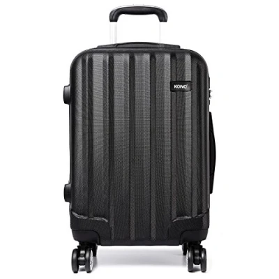 Image of Kono Carry on Luggage Super Lightweight Hard Shell ABS 20 Inch Cabin Suitcase with 4 Spinner Wheels (Black)