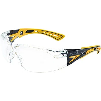 Image of bolle Safety Rush+ Glasses, Yellow &amp; Black Frame, Clear Lenses