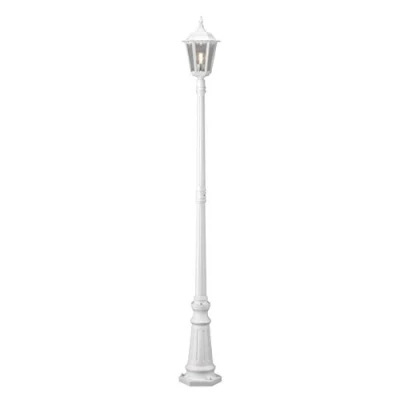 Image of Konstsmide Firenze Post Single Column Outdoor Light / 2.1m High 1 x 100 W E27 Max Lamp Clear Glass Aluminium IP43 Outside Matt White