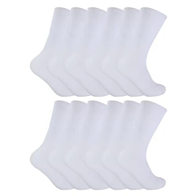 Image of 12 Pairs Mens Thermal Diabetic Socks Sock Snob Non Elastic Extra Wide for Poor Circulation (6 11, White)