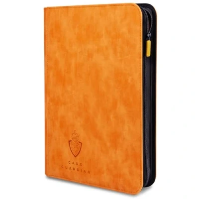 Image of Card Guardian 9 Pocket Premium Binder with Zipper for 504 Cards Side Loading Pockets Trading Games TCG (Orange)