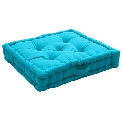 Image of Floor Cushion with Handle 50 x 10 cm Cotton, turquoise