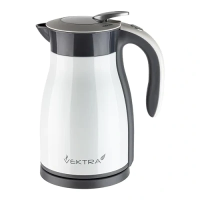 Image of Vektra VEK 1701W Vacuum Insulated Environmentally Eco Friendly Easy Pour Cordless Kettle, 1.7 Litre, White