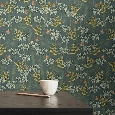 Image of Wallpaper Yellow Living Room Bedroom 394232 Non Woven Floral 10.05 m x 0.53 for 5.33 m² Made in Germany
