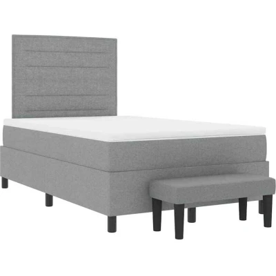 Image of vidaXL Box Spring Bed with Mattress &amp; Bench Light Grey 120x200 cm Fabric