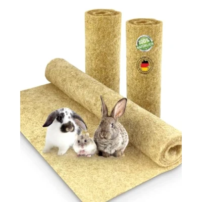 Image of Nagerteppich.de Rodent Mat Made of 100% Organic Hemp, 150 x 80 cm, 5 mm Thick, Pack 2, Hemp for Rodents