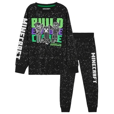 Image of Minecraft Boys Pyjamas Set Lounge Wear Long Top or T Shirt and Bottoms Teenagers Kids PJs 5 14 Years Gifts for (Black, 11 12 Years)