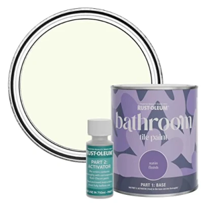 Image of Rust Oleum Green Water Resistant Bathroom Tile Paint in Satin Finish Apple Blossom 750ml