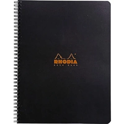Image of RHODIA 193109C Spiral Notebook (Full Bound) Black A4+ Ruled 160 Detachable Pages Clairefontaine Paper 80 g/m Soft and Resistant Coated Card Cover Classic