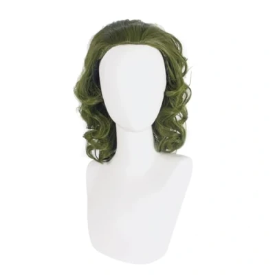 Image of Haptufer Green Wig for Clown Costume Men Short Wavy Joker Fleck Halloween Easy to Use
