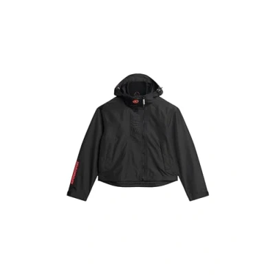 Image of Superdry Women&#039;s SD Windbreaker Jacket with Hood and Embroidery, black, 42