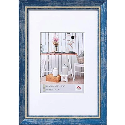 Image of walther Design Picture Frame Blue 13 x 18 cm with PassepArtout, Chalet EL318L