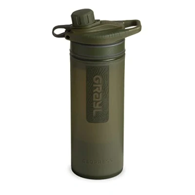 Image of GRAYL GeoPress 710 ml Outdoor Water Filter Drinking I Eliminates 99.99% of All Bacteria and Viruses Perfect for Camping, Survival Travel (Olive Drab)