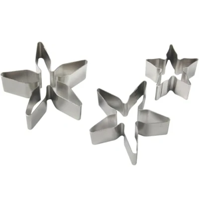Image of PME RC180 Stainless Steel Rose Calyx / Poinsettia Flower Petal Cutters, Set of 3 Silver 3.7 x 1.2 3.9 cm