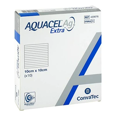 Image of Convatec D013600 Aquacel Ag Extra Hydrofiber Dressing, 10cm x 10cm, Pack of 10