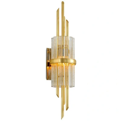 Image of Symphony 1 Light Wall Sconce Gold Leaf Polished Stainless, Glass