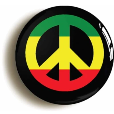 Image of RASTA PEACE CND SYMBOL RASTAFARIAN BADGE (Size is 1inch/25mm diameter) REGGAE JAMAICA